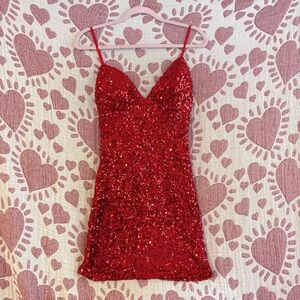 Fashion Nova Sparkling Red Sequin Mini Dress